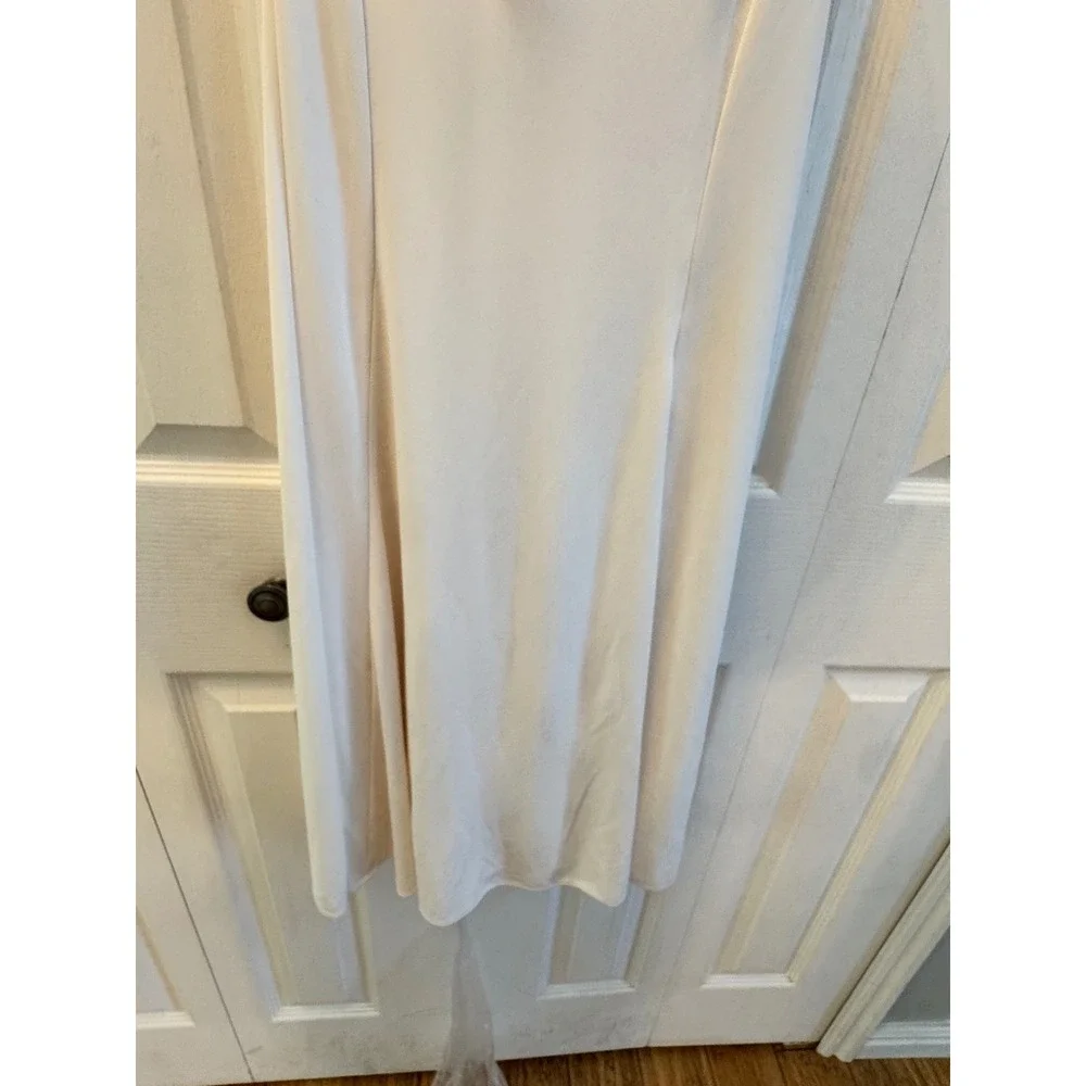 Cinq a Sept Carino Dress Ivory Cowl Neck Ruched Midi ZD29742741Z New Size 8 - Picture 7 of 12